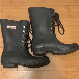 Hunter Mid-Calf Lace-Up Midnight Blue Rainboots